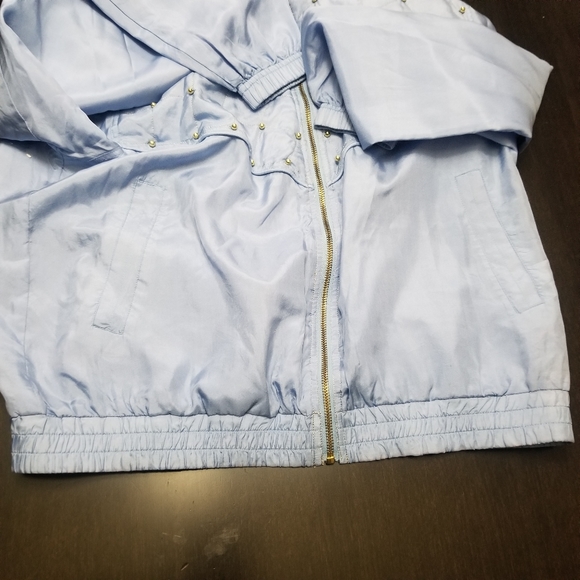 Maurada Vintage Sky Blue Silk Bomber Jacket PM GUC - Picture 4 of 12